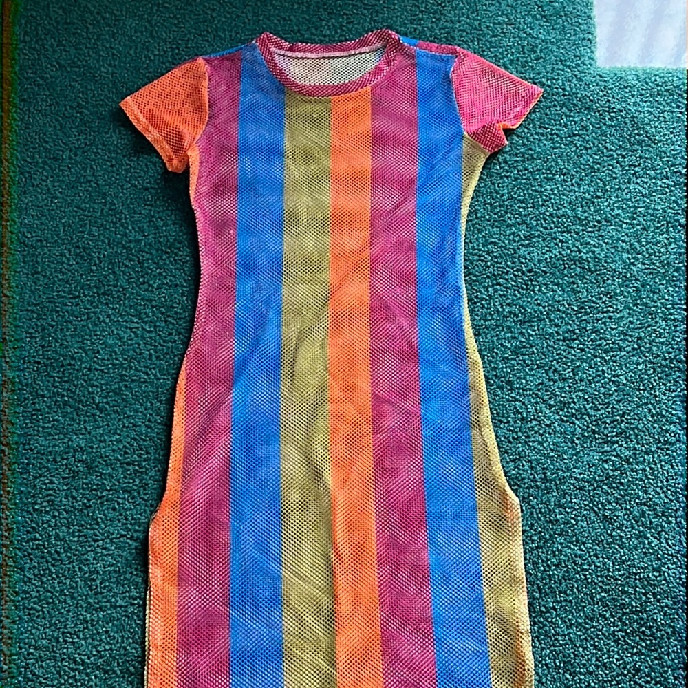 Rainbow Mesh Cover Up